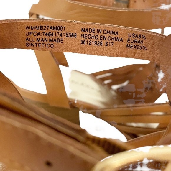 Big Buddha Strappy Block Heel Gladiator Sandal Camel Tan Faux Leather Size 8.5 - Picture 9 of 12